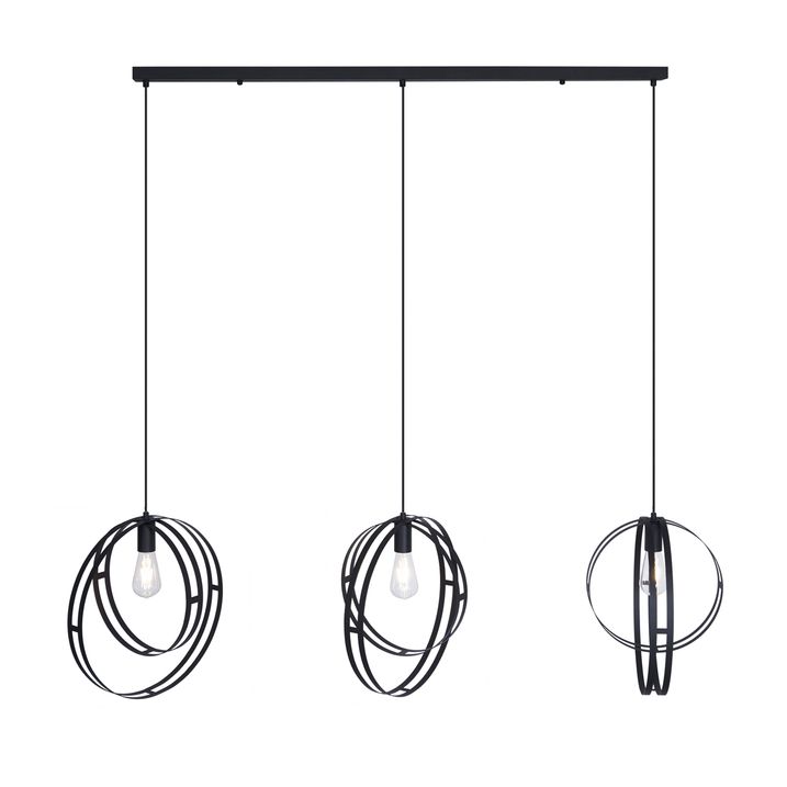 Smart hanglamp zwart langwerpig 3-lichts incl. Wifi G95 - Indu