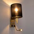Art-Deco-vägglampa-svart-med-svart-bomullslampa---Stacca