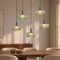 Fiera Designer Pendant Lamp: Gunmetal Finish with Green Glass, Integrated LED, 3-Step Dimmable, 5-Light Easylift