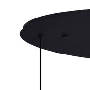 Lampada-a-sospensione-Art-Déco-nera-con-rosone-ovale-e-vetro-verde-e-blu-a-6-luci---Douglass