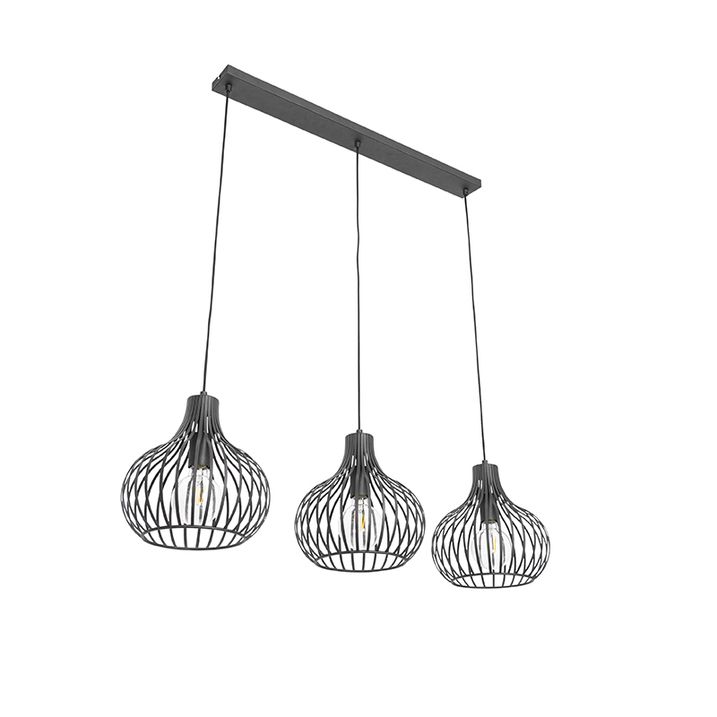 Lampada a sospensione moderna nera 3 luci - Saffira