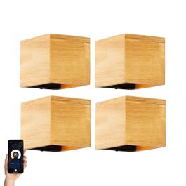 Conjunto de 4 Apliques Inteligentes em Madeira de Carvalho com Wifi G9 - Transfer