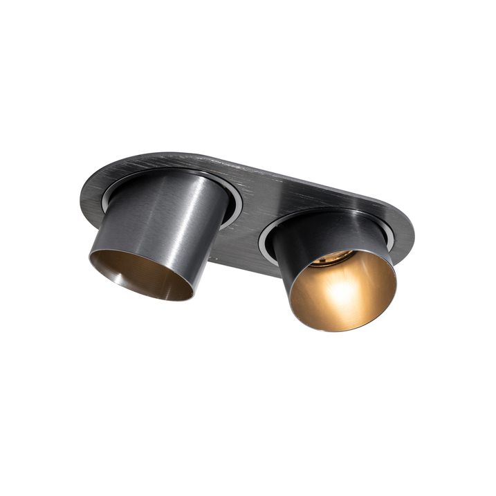 Set van 6 inbouwspots gunmetal GU10 50mm 2-lichts - Installa