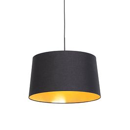Lámpara colgante con pantalla de algodón negra y dorada 50 cm - Combi