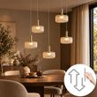 Design-Pendelleuchte-Roségold-mit-Amberglas-inkl.-LED-3-Stufen-dimmbar-5-flammig-Easylift---Fiera