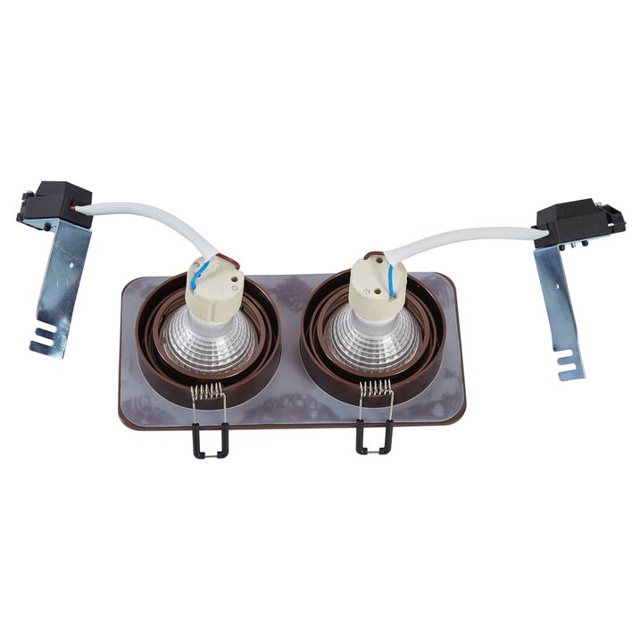 Rounded Recessed Spotlight Dark Bronze GU10 50mm Rotatable and Tiltable IP44 2-Lights - Alberto