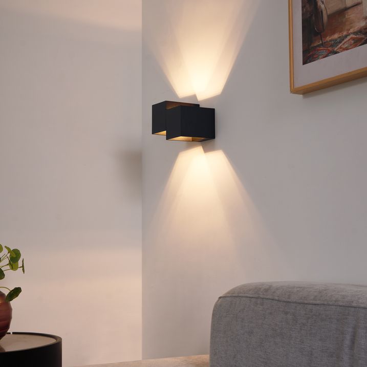 Moderne wandlamp zwart 2-lichts - Transfer Double