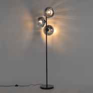 Stojací-lampa-v-art-deco-stylu-černá-s-kouřovým-sklem-3-světlo---Ayesha
