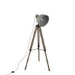 Industrial-Floor-Lamp-on-Wooden-Tripod-with-Grey-Lampshade---Laos