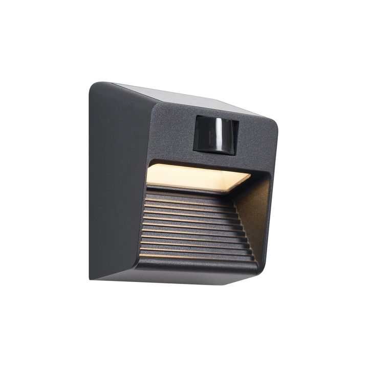 Wandlamp zwart incl. LED IP54 met bewegingssensor Solar - Border