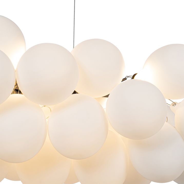 Hanglamp zwart met opaal glas 8-lichts langwerpig - Uvas