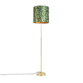 Floor Lamp Gold/Brass with Velvet Lampshade Peacock 40/40 cm - Parte