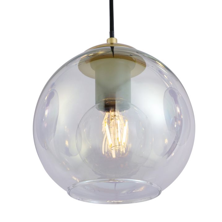 Art Deco Hanglamp Goud met Regenboog Glas 7-Lichts - Sandra