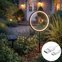 Piikkivalaisin musta 50 cm sis. ladattava ja aurinkoenergiainen LED IP65 - Adalind