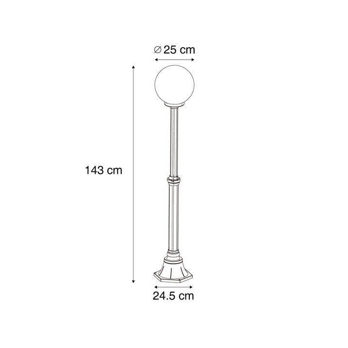 Klassische Außen-Stehleuchte schwarz mit Opalglas 140cm IP44 - Champs