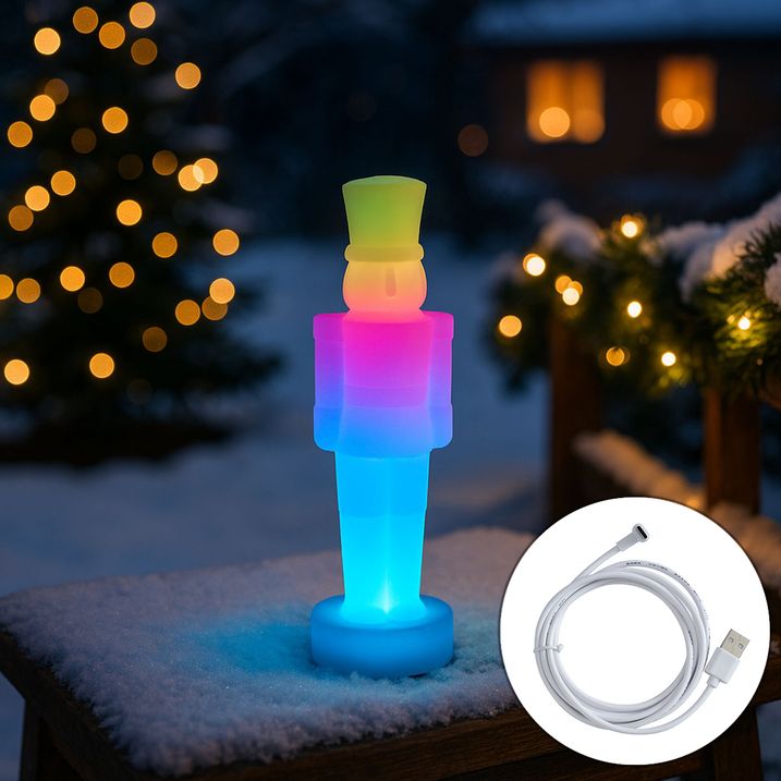 Božična namizna svetilka bela z LED zatemnitvijo in polnilno RGBW-IC - Nutcracker