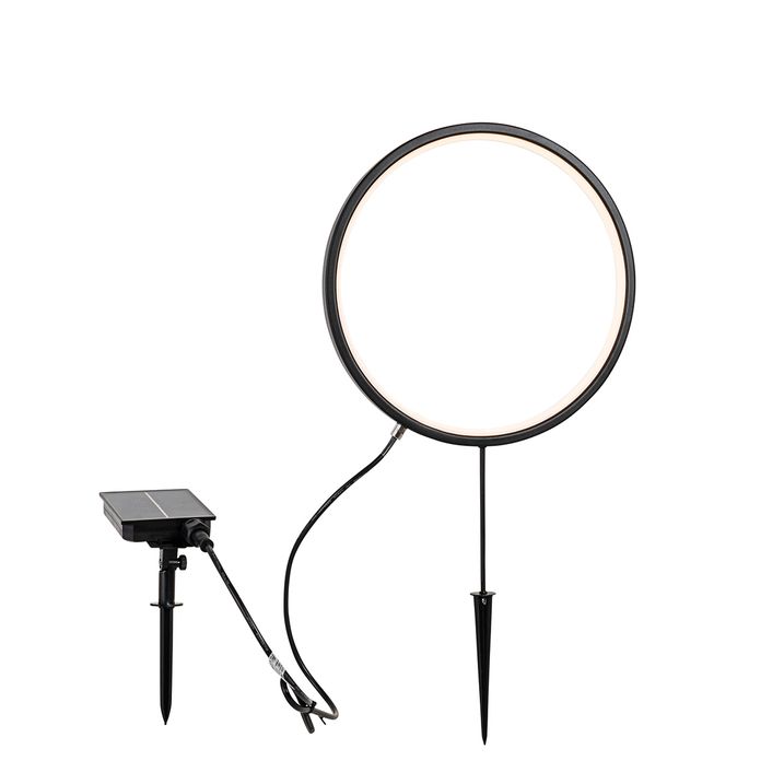 Set od 2 crna spoljna svetla na šipci 60cm uključujući punjivu LED i solarnu IP65 - Adalind