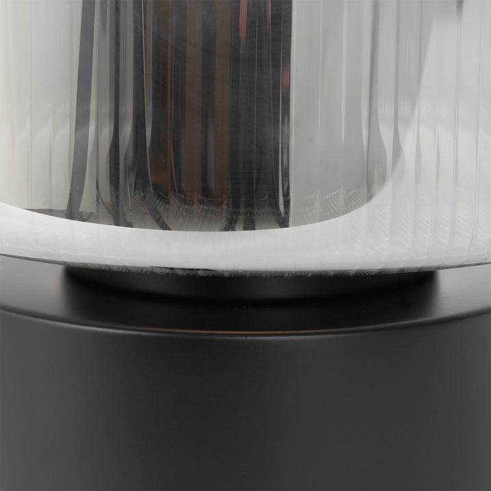 Art Deco stolní lampa černá s kouřovým sklem - Laura