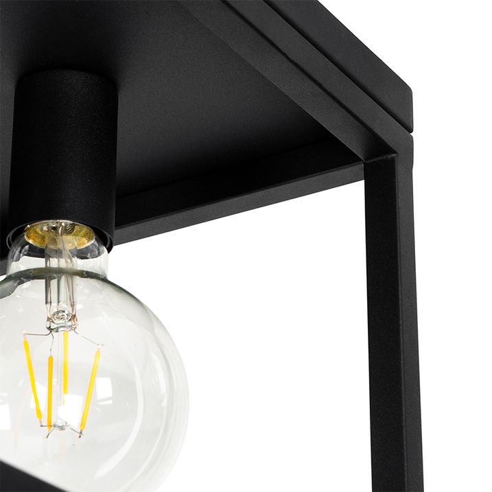 Plafoniera industriale nera 40 cm 4 luci - Cage