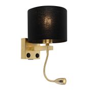 Applique-da-parete-Art-Déco-oro-con-USB-e-paralume-nero---Brescia