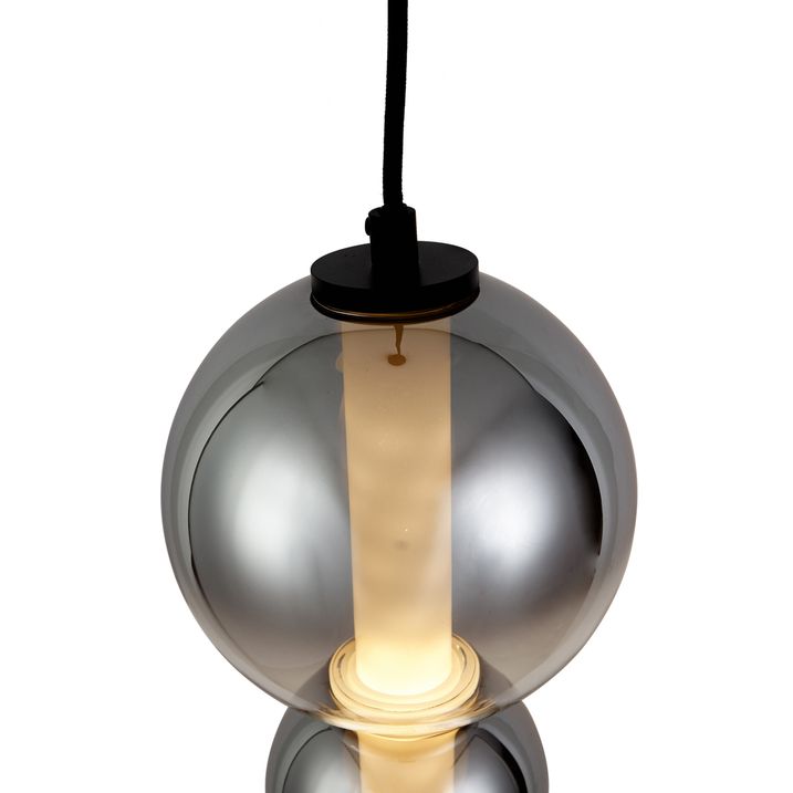 Lampă suspendată Art Deco neagră cu sticlă fumurie și transparentă 5 lumini incl. LED - Lizzy