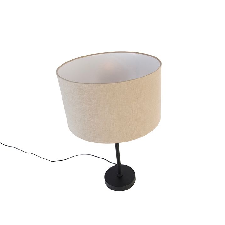 Lampă de masă neagră reglabilă cu abajur maro deschis 35 cm - Parte