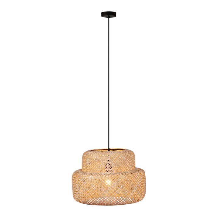 Japandi piekaramā lampa melna ar bambusu - Kea