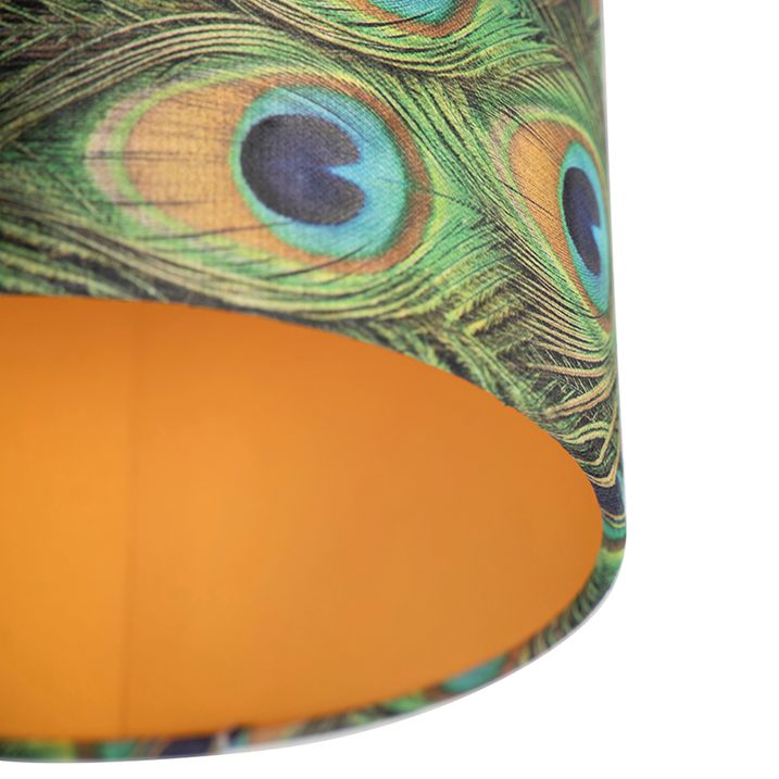 Stropní lampa s sametovým stínítkem s pavoučími pery zlatá 25 cm - Combi černá