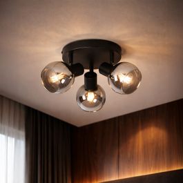 Takspotlight svart med rökglas 3-ljus - Vidro