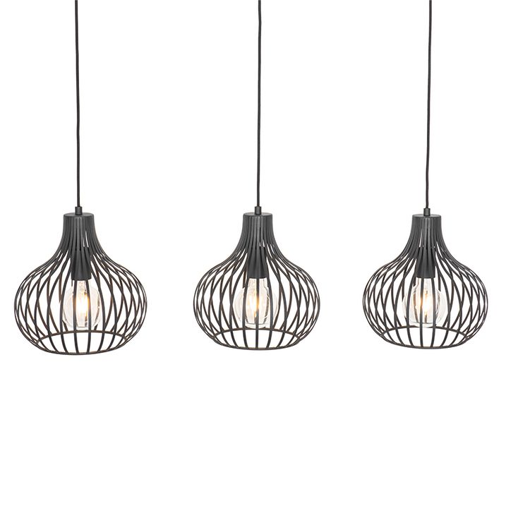 Lampada a sospensione moderna nera 3 luci - Saffira