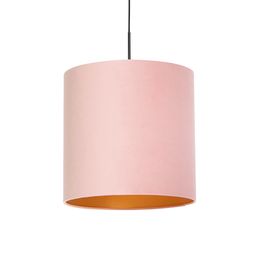 Pendant Light with Velvet Shade Pink with Gold 40 cm - Combi