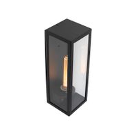 Moderne-rektangulær-utendørs-vegglampe-svart-med-glass---Rotterdam-Long