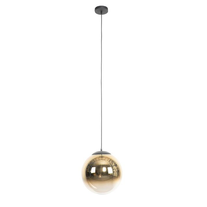 Art Deco Pendelleuchte schwarz mit Goldglas 33 cm - Pallon