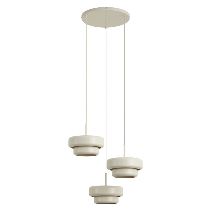 Retro Pendelleuchte Beige mit Metallschirm 3-flammig - Ophelia