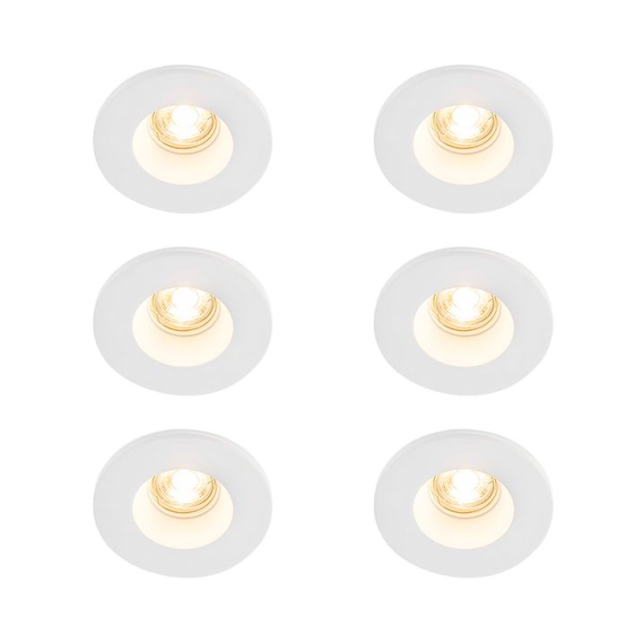 Set of 6 Recessed Spotlights White 13 cm Round - Gypsy Stucco