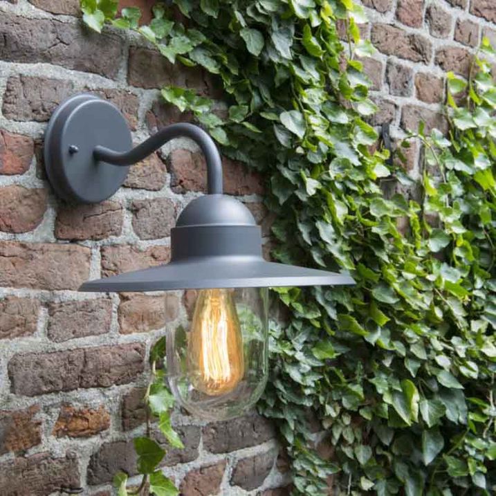 Inteligentná rustikálna nástenná lampa antracit IP44 vrátane wifi E27 - Kansas