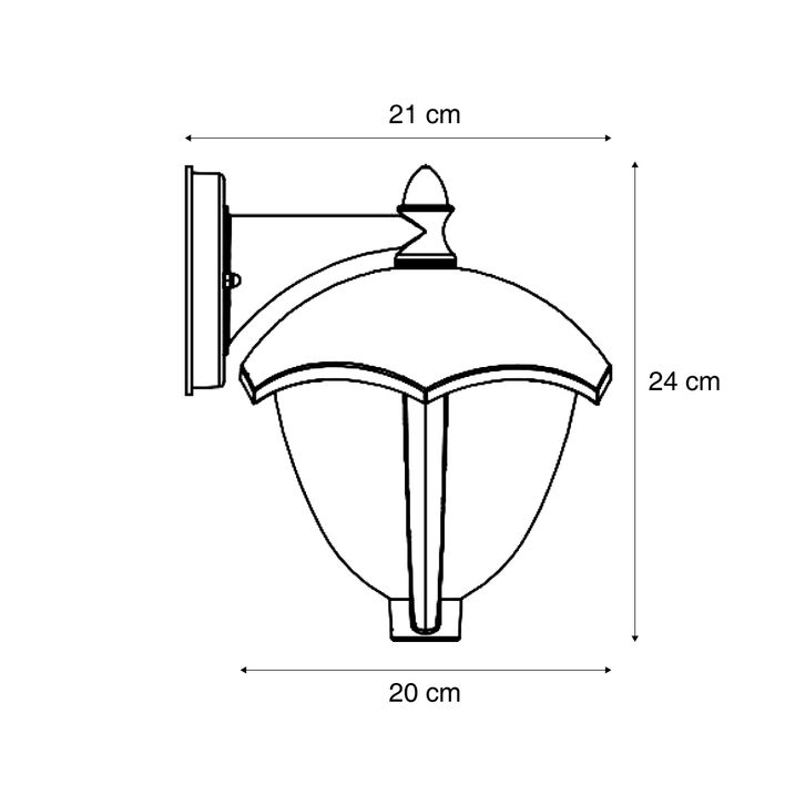 Lampa de perete inteligentă de exterior neagră cu sticlă opal incl. LED IP54 - Classica