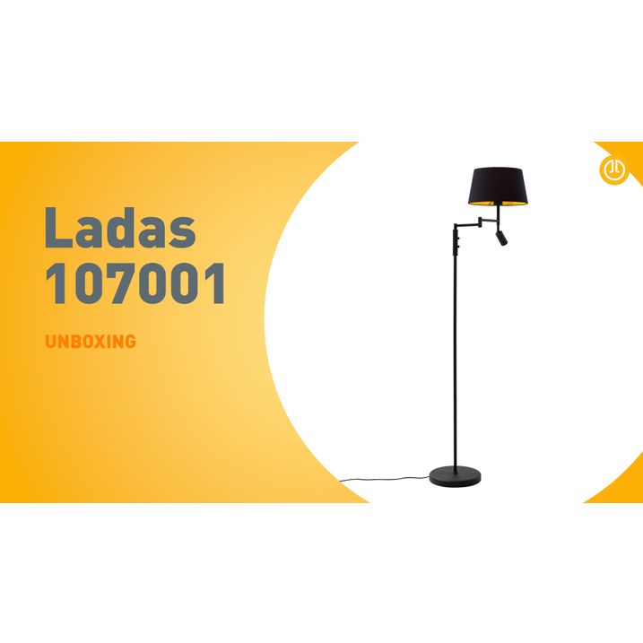 Vloerlamp zwart met zwarte kap en verstelbare leeslamp - Ladas
