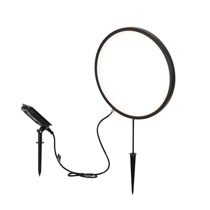 Lampa ogrodowa kolczasta czarna 60 cm z wbudowanym akumulatorem LED i panelem słonecznym IP65 - Adalind