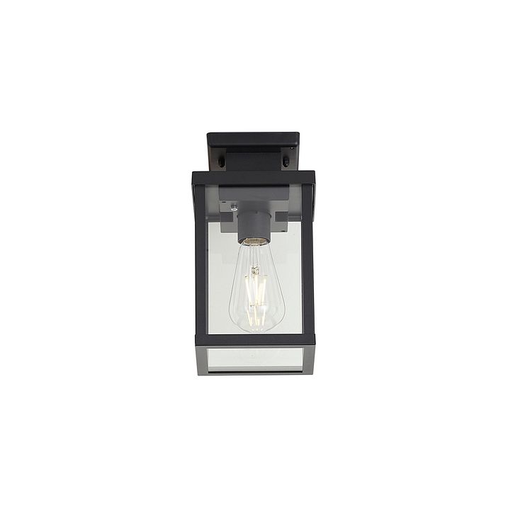 Plafoniera moderna da esterno nera con sensore di movimento e crepuscolare IP44 - Rotterdam