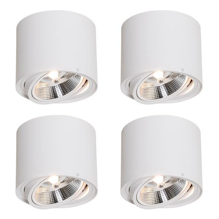 Set of 4 Modern Ceiling Spotlights White Rotatable and Tiltable AR111 - Rondoo Up