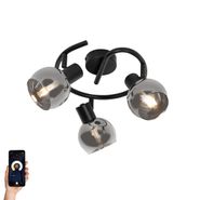 Smart-plafondspot-zwart-met-smoke-glas-3-lichts-incl.-Wifi-P45---Vidro