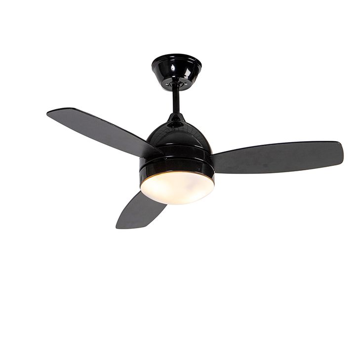 Ventilateur de plafond noir avec impression bois 96cm avec télécommande - Rotar