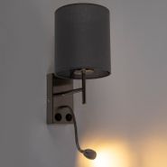 Applique-moderna-in-acciaio-con-paralume-in-cotone-grigio---Stacca