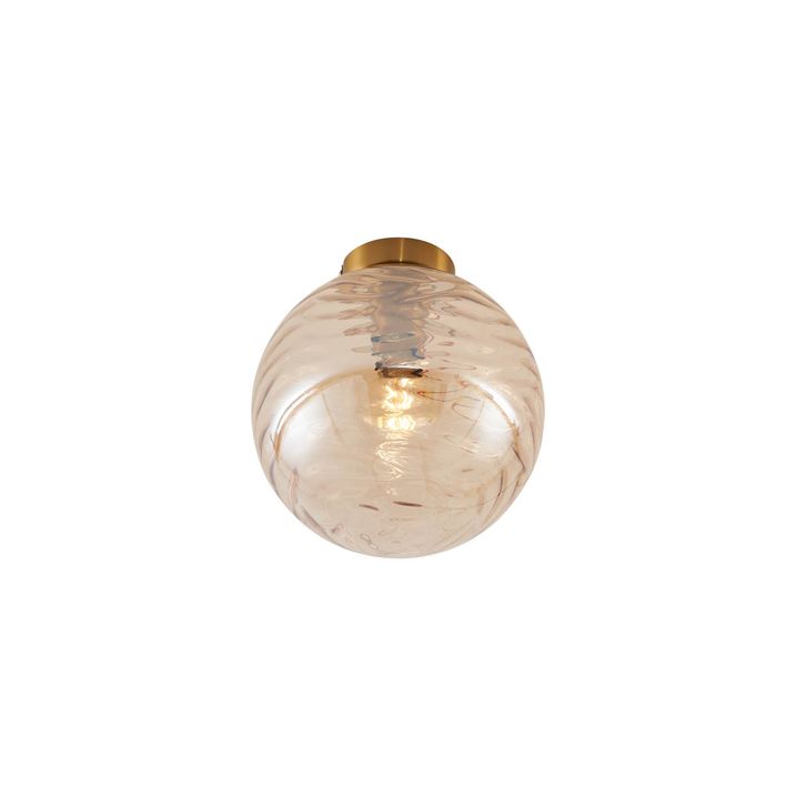 Design Deckenleuchte Messing mit Amber-verlaufenem Glas - Pillon