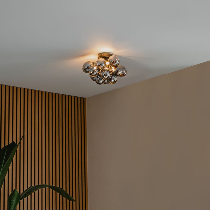 Design plafondlamp zwart met smoke glas 3-lichts - Uvas