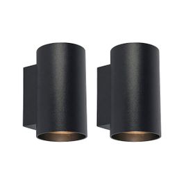 Set mit 2 modernen Wandleuchten schwarz rund 2-Licht - Sandy