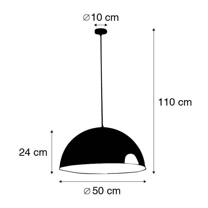 Černé s zlatým průmyslové závěsné svítidlo 50 cm - Magna Eco