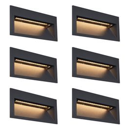 Set 6 modernih vgradnih stenskih svetilk črne barve 16 cm vklj. LED IP65 - Mert