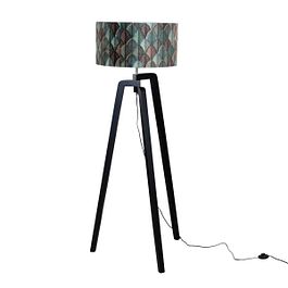 Podna lampa crna sa plišanim abažurom dizajna lista 50cm - Puros